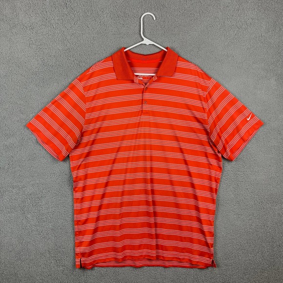 Nike Golf Men's Polo XXL Tour Performance Dri-FIT Orange with White Stripes - Picture 1 of 6